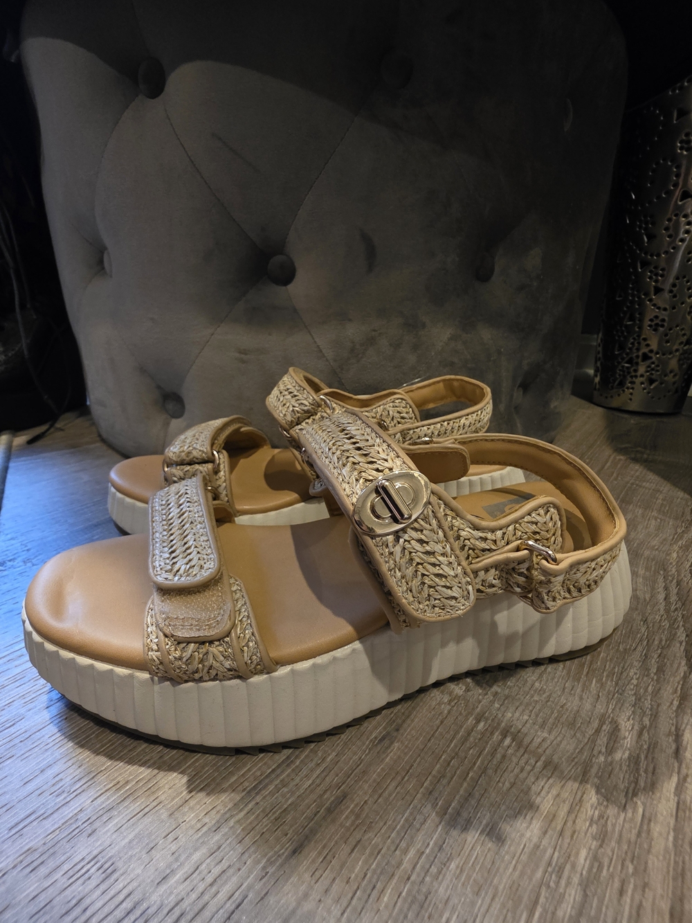 Dolce Vita Tan Woven Platform Sandals